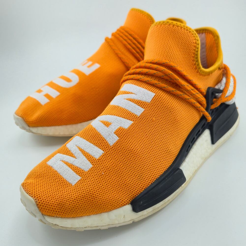 Adidas NMD R1 Pharrell HU Hue Man Tangerine BB3070 Men's Size 9 Orange Sneakers